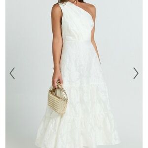 Showpo Nadette Midi One Shoulder Pleated Dress